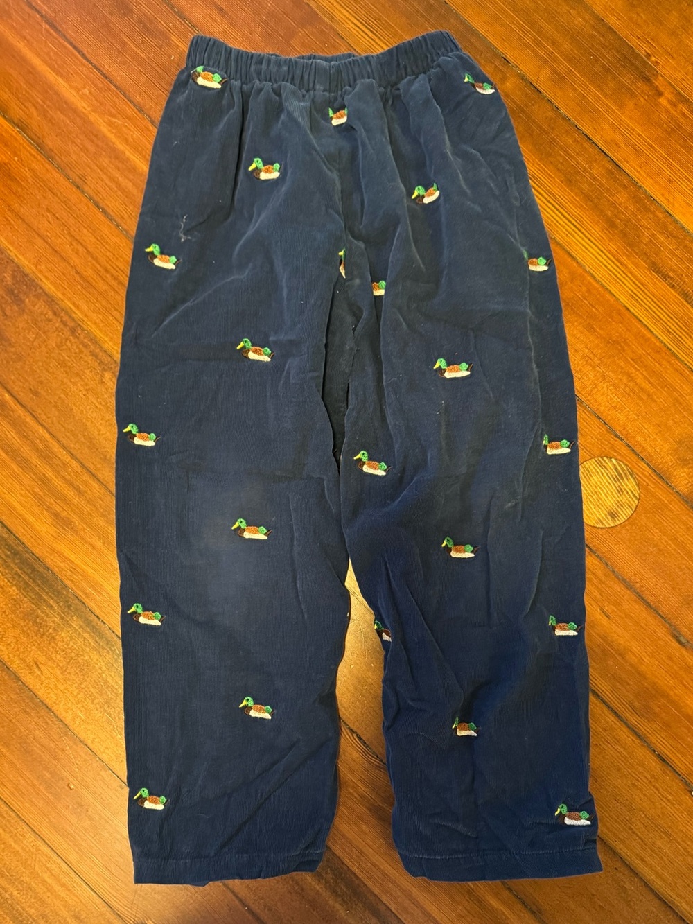 Cecil and Lou Navy Corduroy Pants with Embroidered Ducks